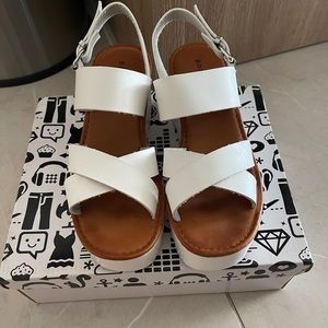 White platform sandals